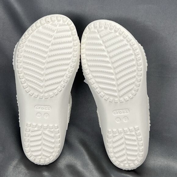 Crocs Kadee II Strappy Sandals Women's 7 White Jewels Summer Slides 211350-100 - Picture 16 of 16